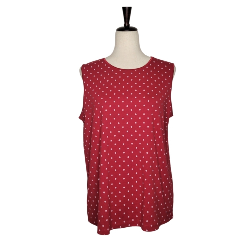 Christopfer & Banks Red Heart Sleeveless Top Size XL